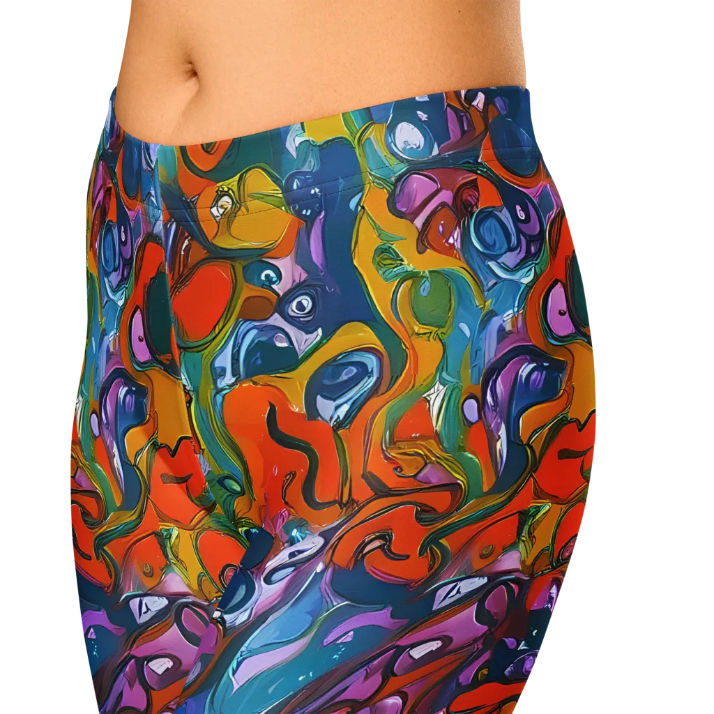 Liquid Menagerie on Capri Leggings — Zoomed-in