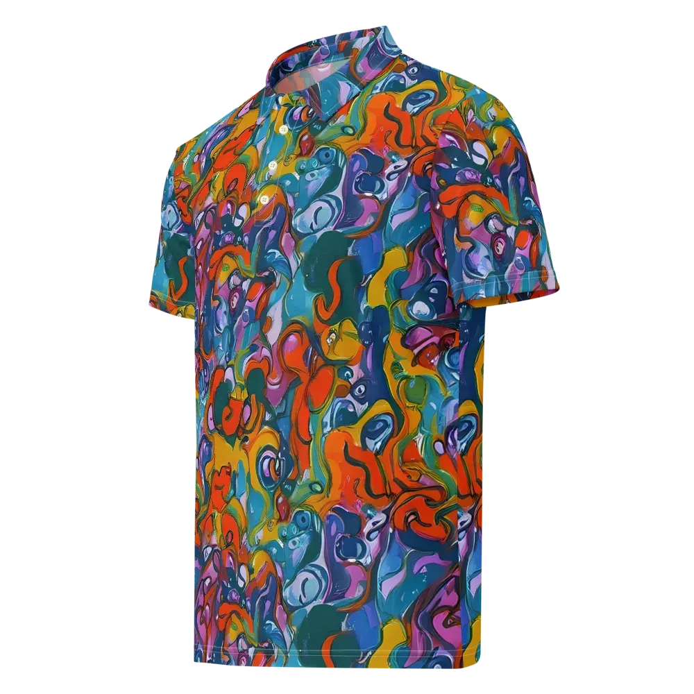 Liquid Menagerie on Men's Slim Fit Polo Shirt — Left Front