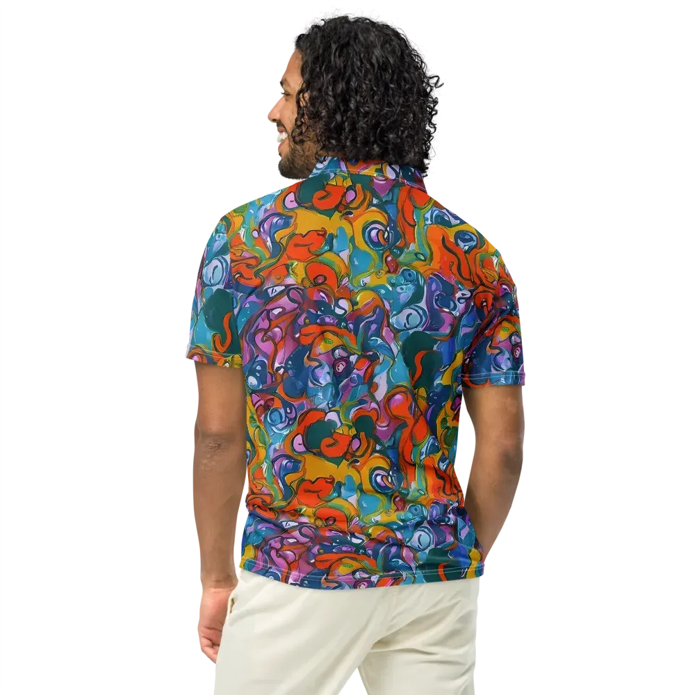 Liquid Menagerie on Men's Slim Fit Polo Shirt — Back