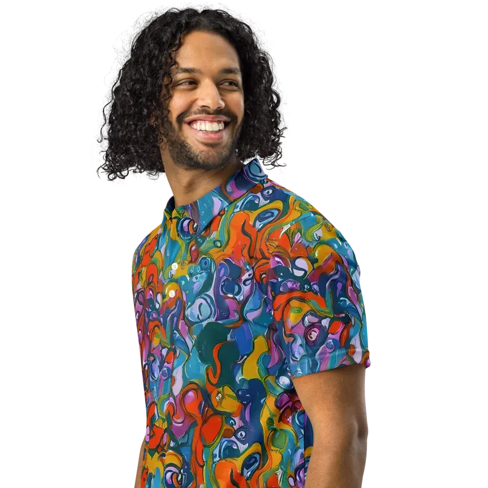 Liquid Menagerie on Men's Slim Fit Polo Shirt — Left Front