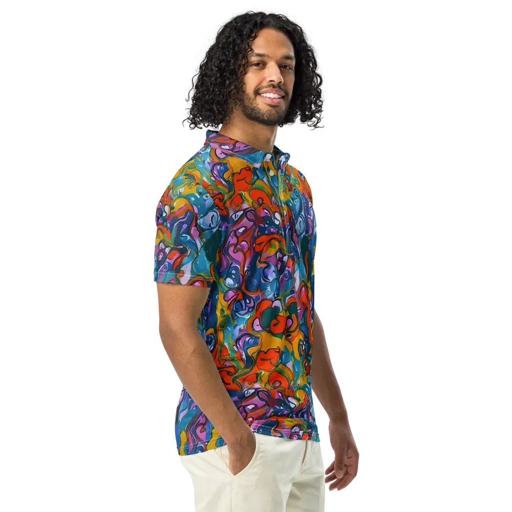 Liquid Menagerie on Men's Slim Fit Polo Shirt — Right Front