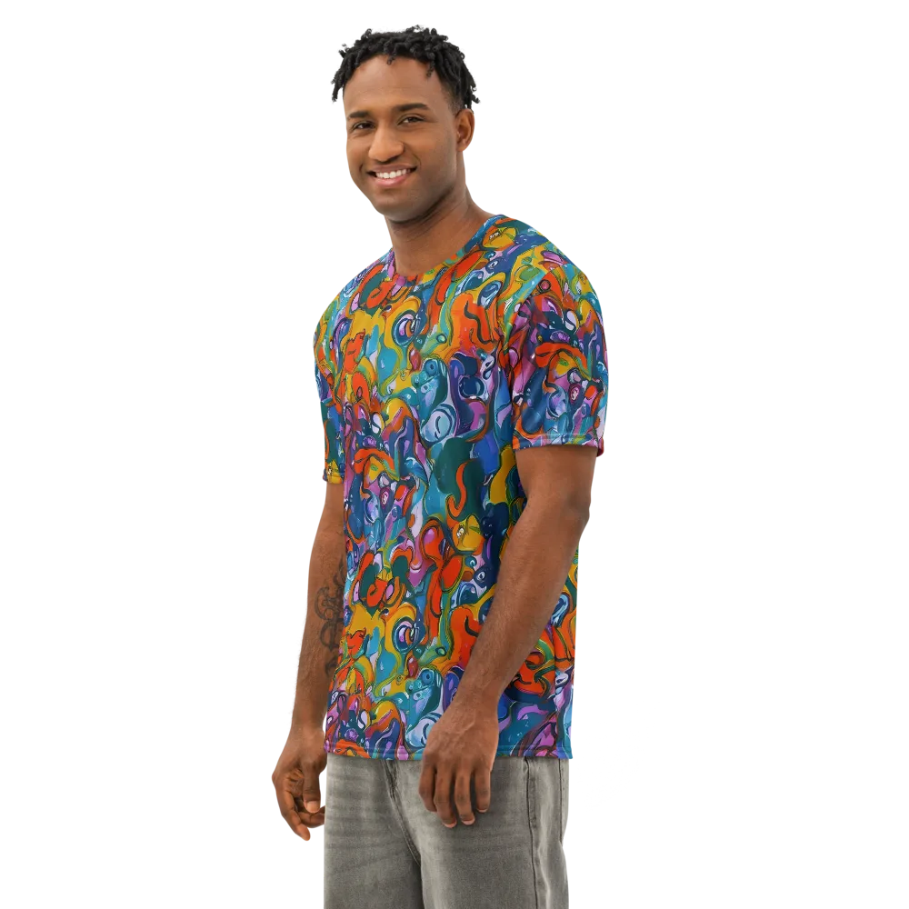 Liquid Menagerie on Men's Cotton Crew Neck T-Shirt — Left Front