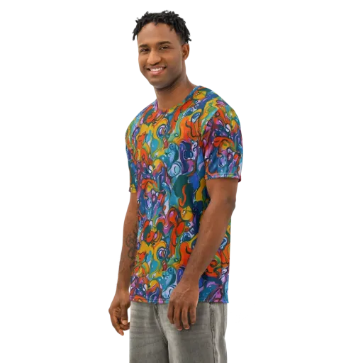 Liquid Menagerie on a Men's Cotton Crew Neck T-Shirt