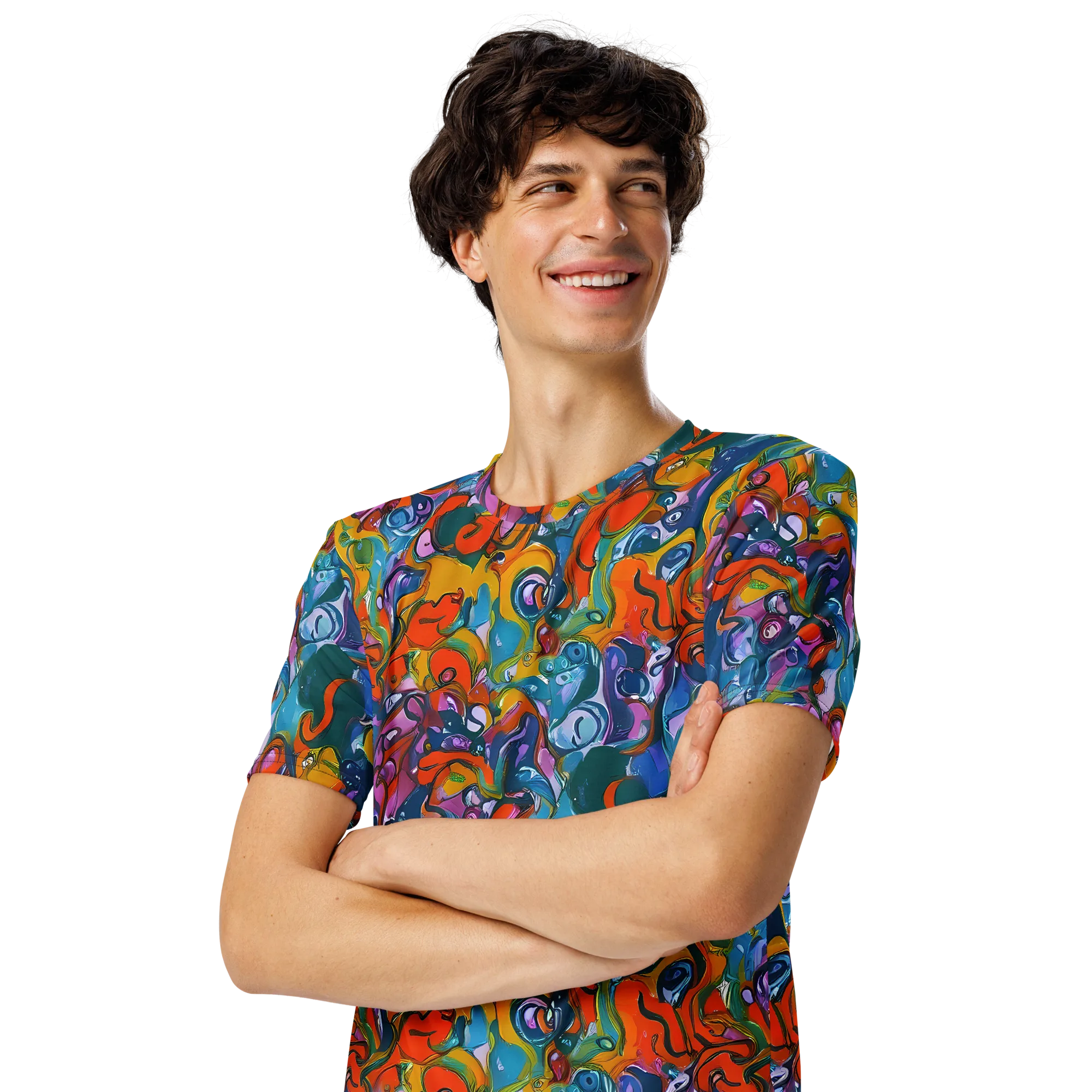 Liquid Menagerie on Men's Crew Neck T-Shirt — Left Front