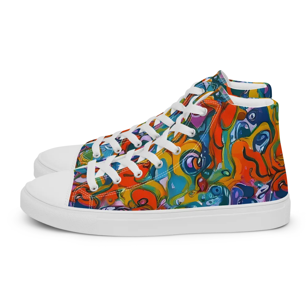 Liquid Menagerie on Men's High Top Canvas Shoes — Left