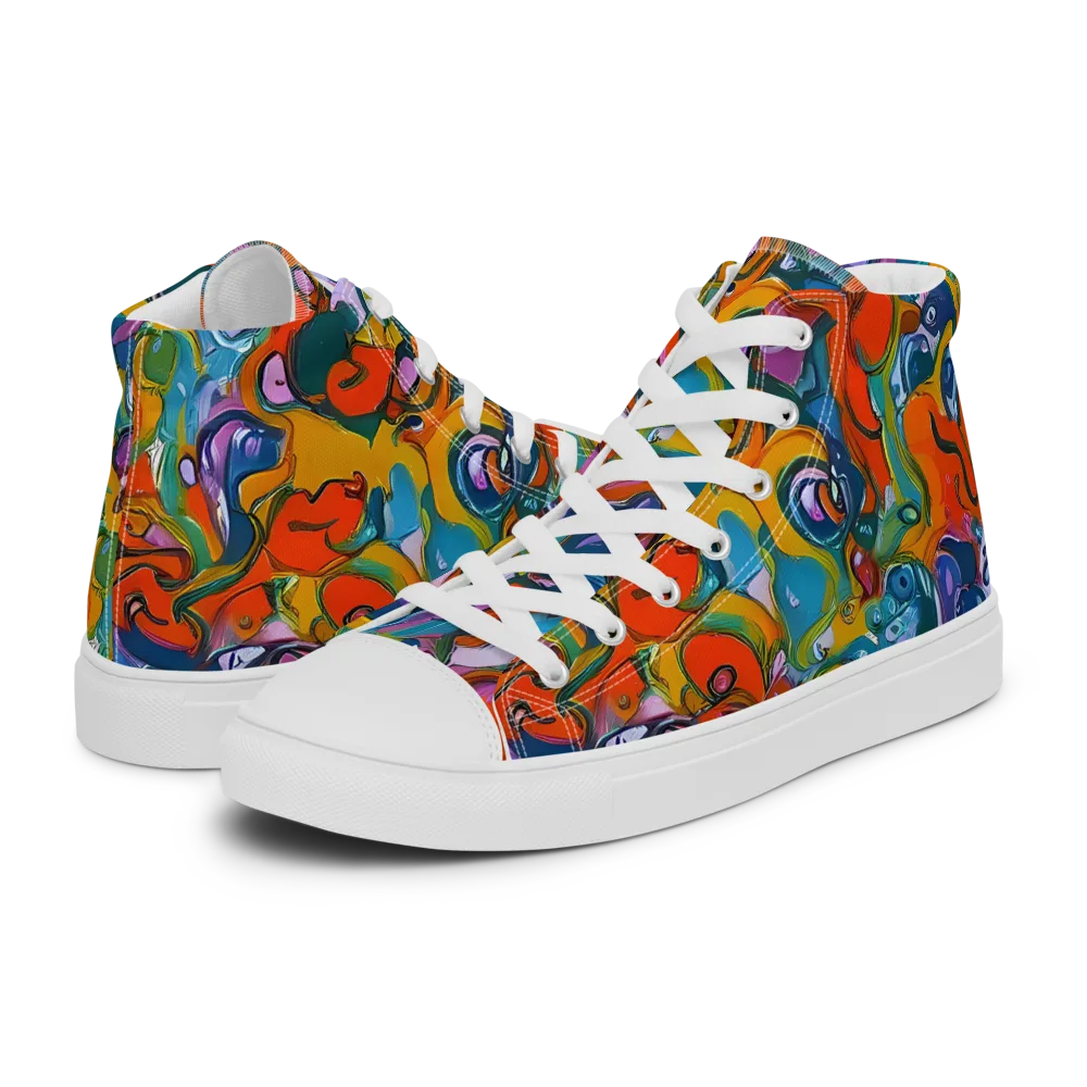 Liquid Menagerie on Men's High Top Canvas Shoes — Left