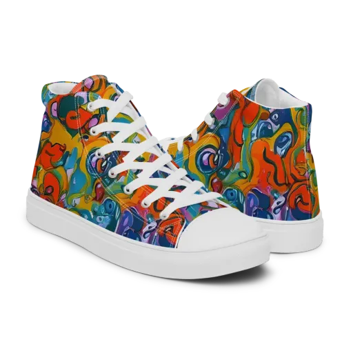 Liquid Menagerie on a Men's High Top Canvas Shoes