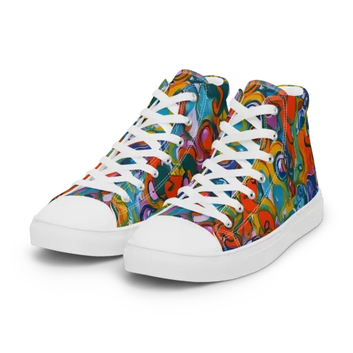 Liquid Menagerie on a Women's High Top Canvas Shoes