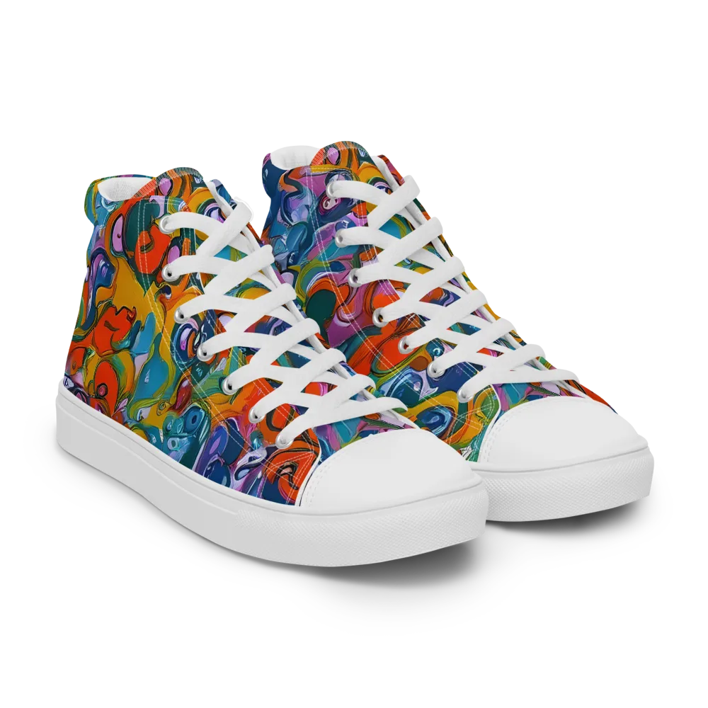 Liquid Menagerie on Women's High Top Canvas Shoes — Right Front