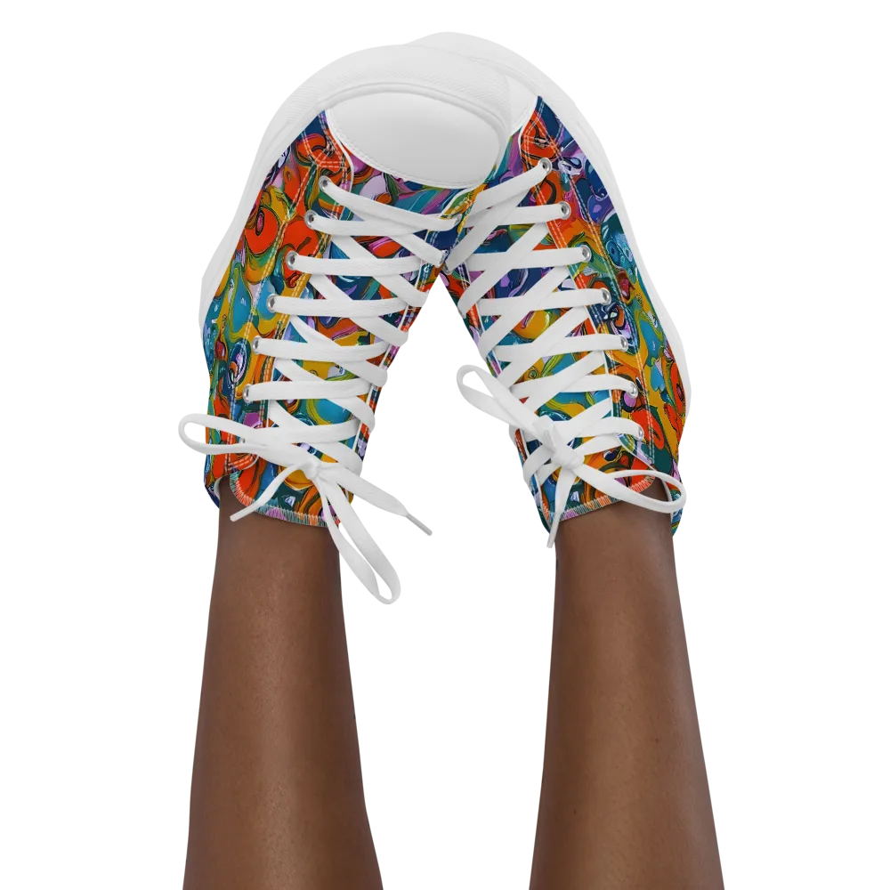 Liquid Menagerie on Women's High Top Canvas Shoes — Front