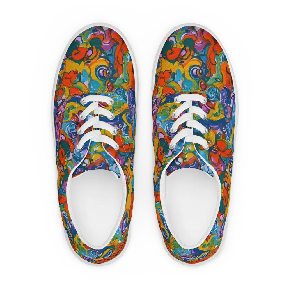 Liquid Menagerie on Men's Lace-Up Canvas Shoes — Front