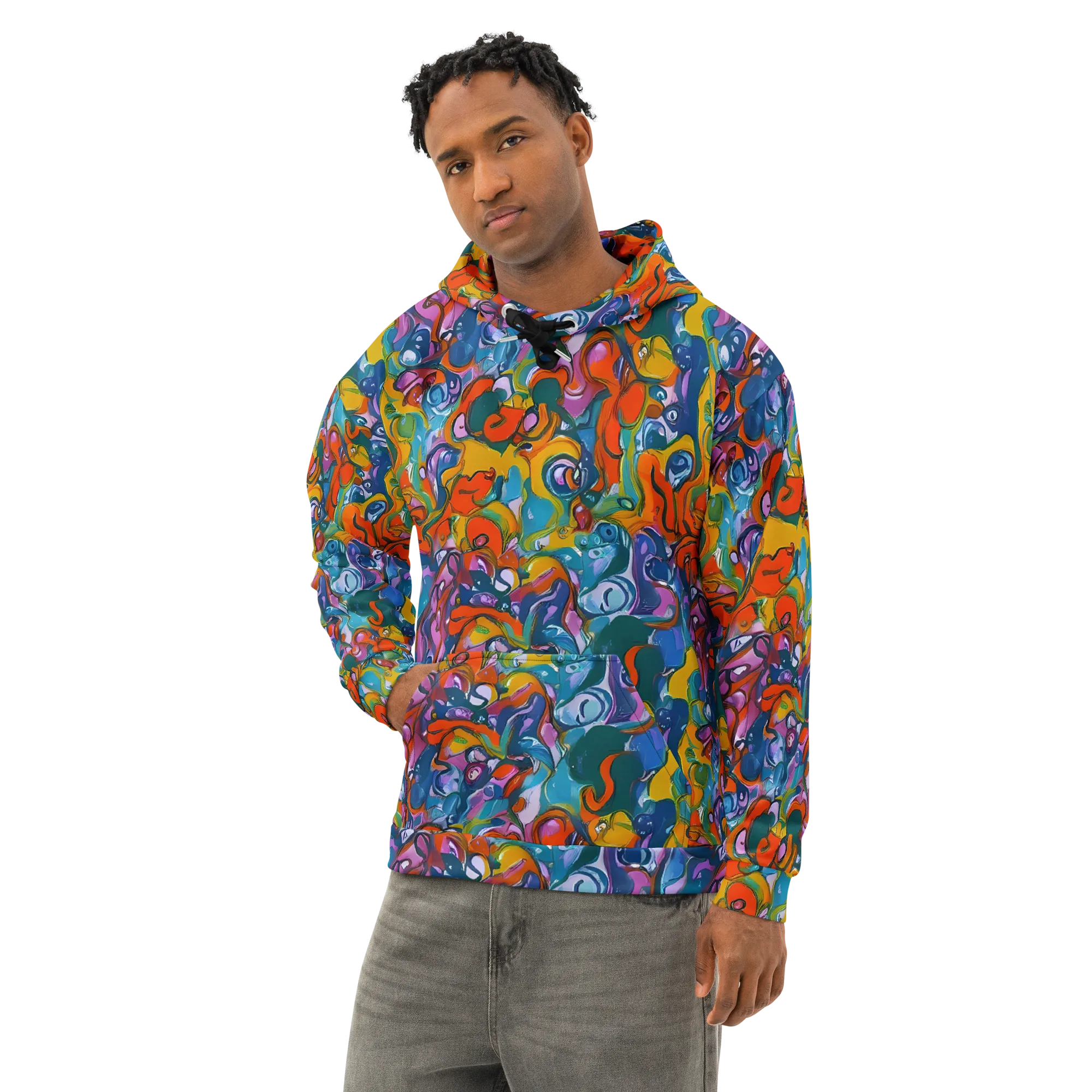 Liquid Menagerie on Cotton Hoodie — Left Front