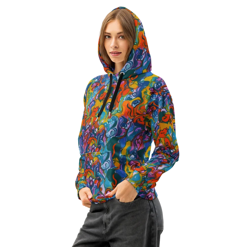 Liquid Menagerie on Cotton Hoodie — Left Front