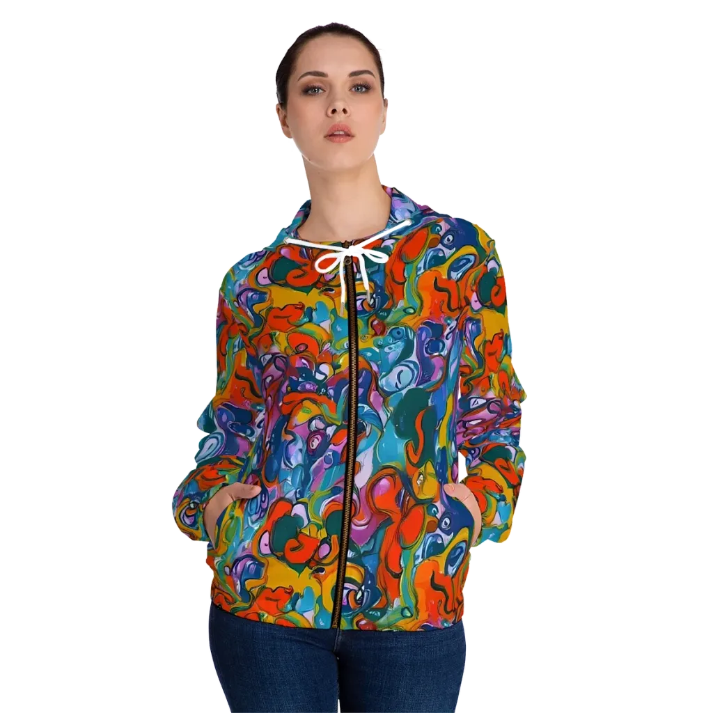 Liquid Menagerie on Women's Full-Zip Hoodie — Front On Person