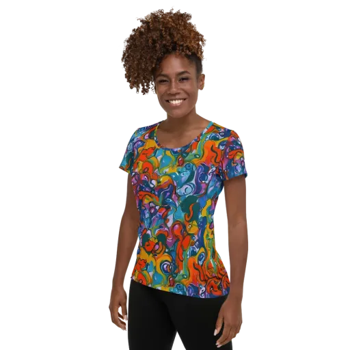 Liquid Menagerie on a Women's Athletic T-Shirt