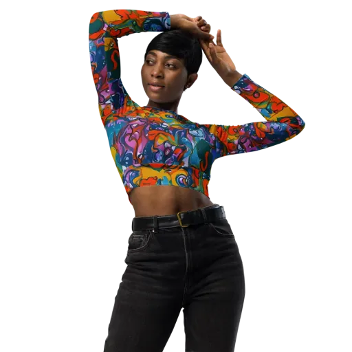 Liquid Menagerie on a Long Sleeve Crop Top