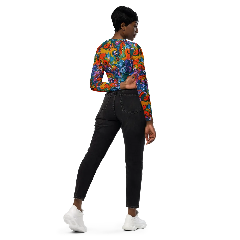 Liquid Menagerie on Long Sleeve Crop Top — Right Back