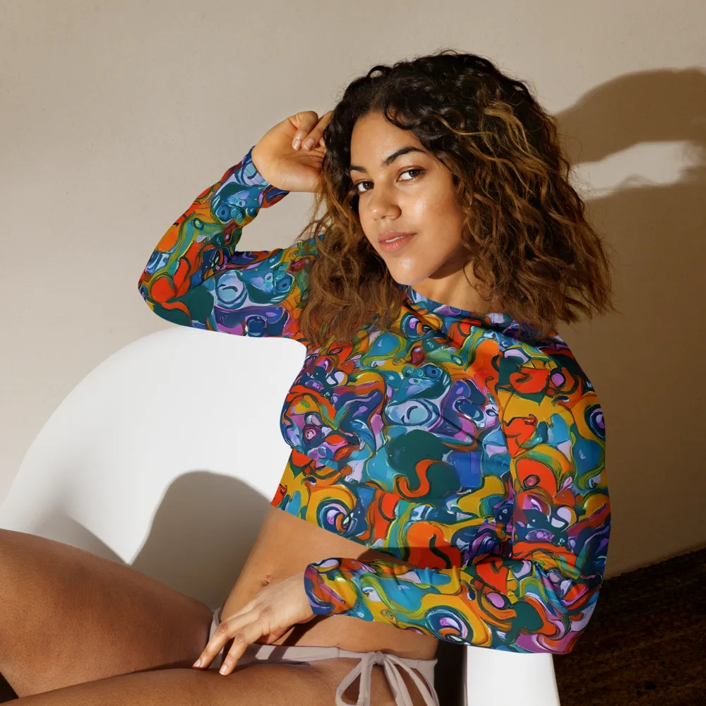 Liquid Menagerie on Long Sleeve Crop Top — Left Front