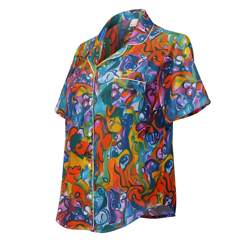 Liquid Menagerie on Women's Short Sleeve Pajama Top — Left Front