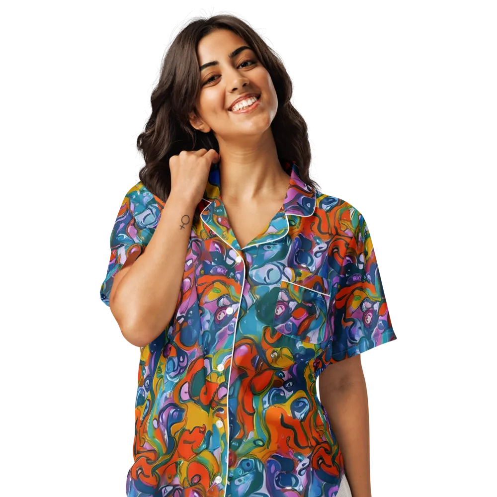 Liquid Menagerie on Women's Short Sleeve Pajama Top — Front