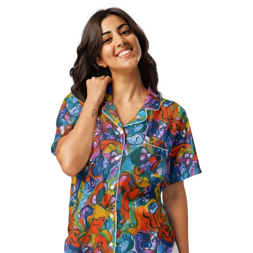 Liquid Menagerie on a Women's Short Sleeve Pajama Top