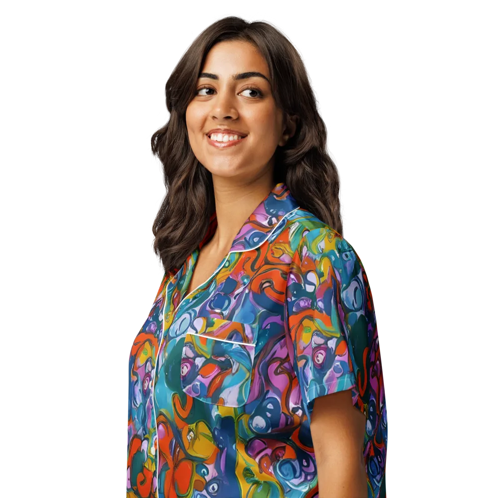 Liquid Menagerie on Women's Short Sleeve Pajama Top — Left Front