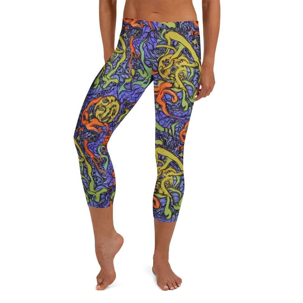 Violet Flux on Capri Leggings — Front