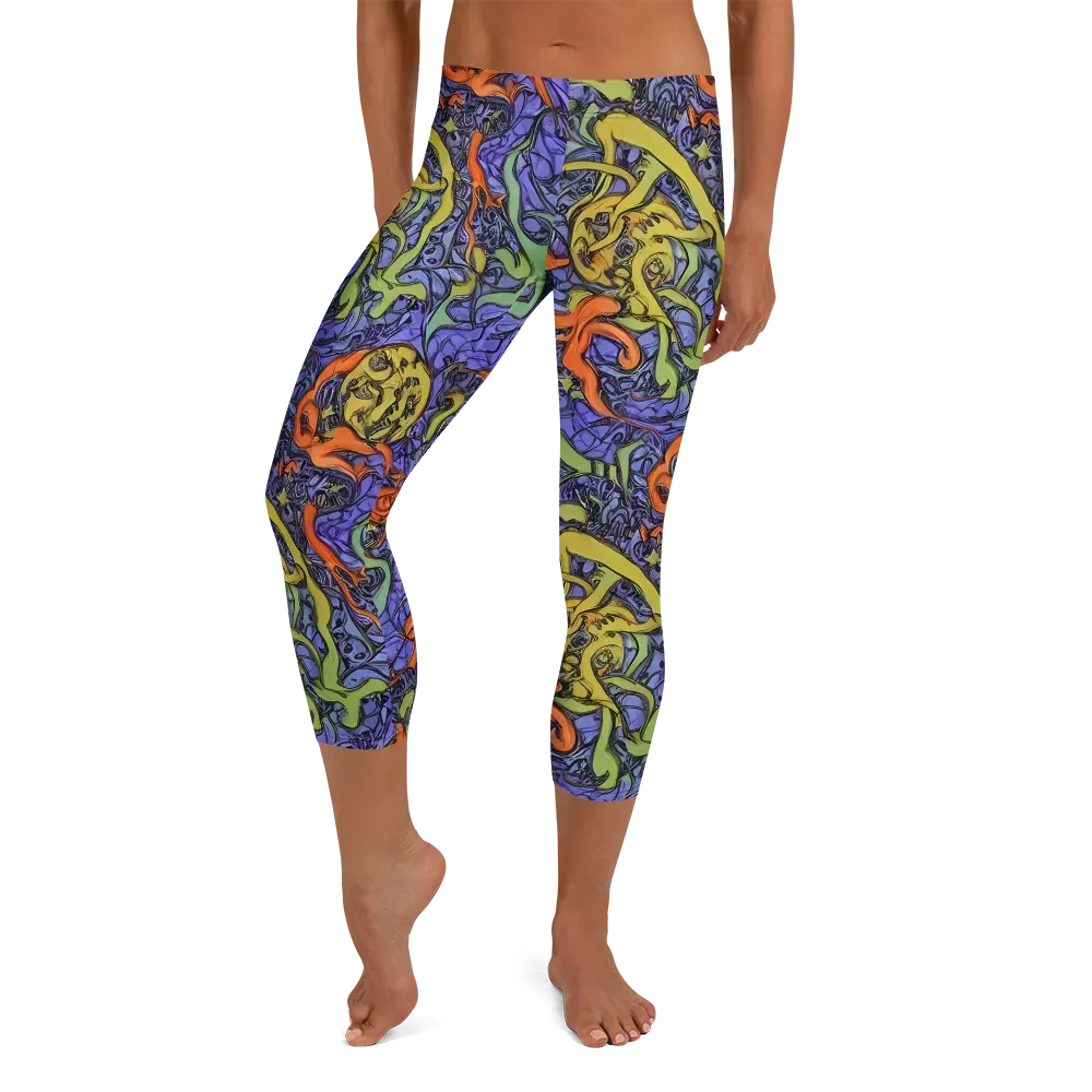Violet Flux on Capri Leggings — Front