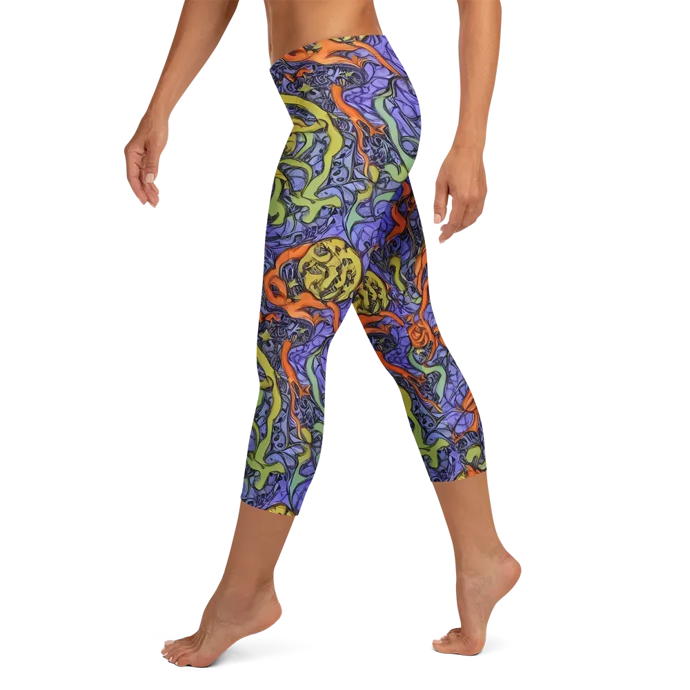 Violet Flux on Capri Leggings — Left
