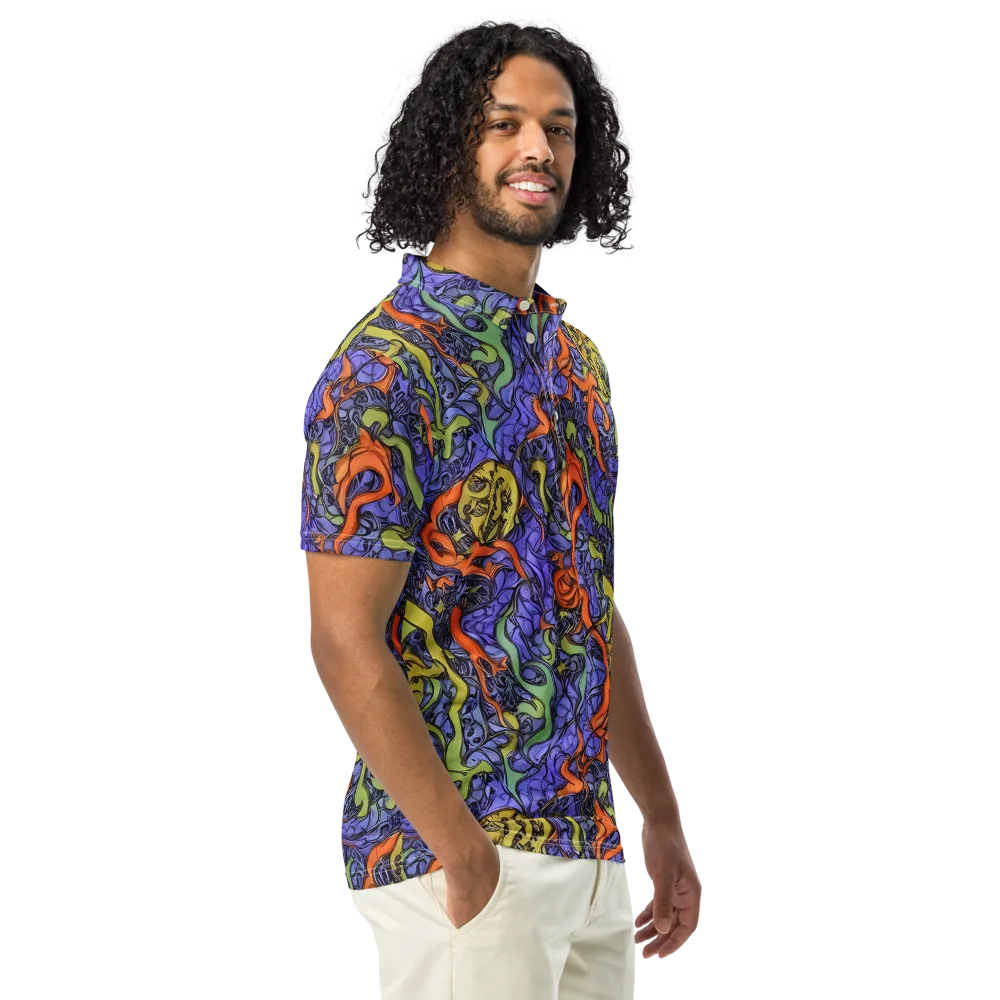 Violet Flux on Men's Slim Fit Polo Shirt — Right Front