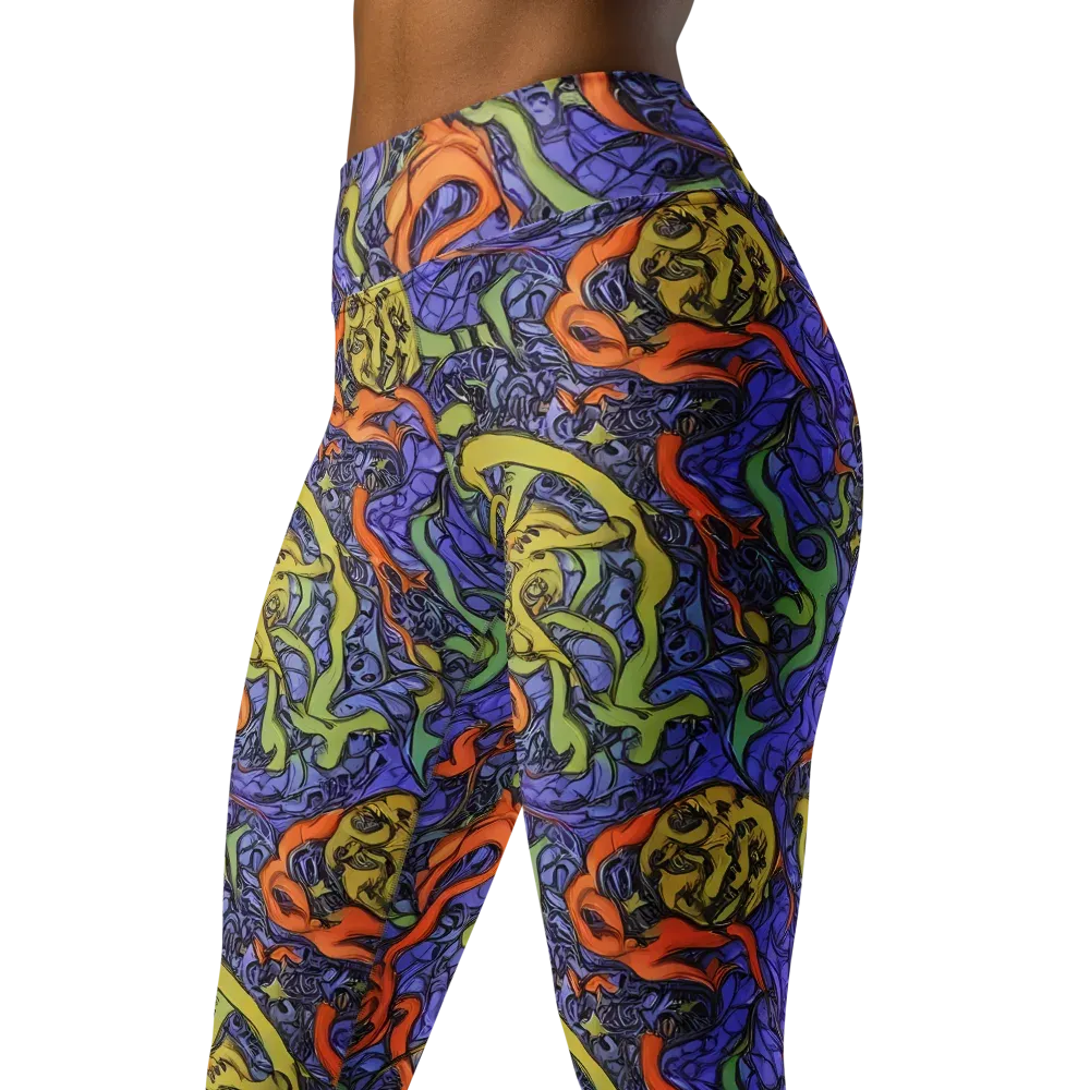 Violet Flux on Yoga Leggings — Left Front