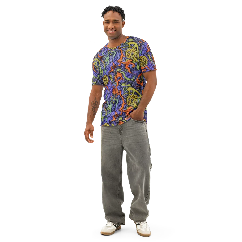 Violet Flux on Men's Cotton Crew Neck T-Shirt — Front