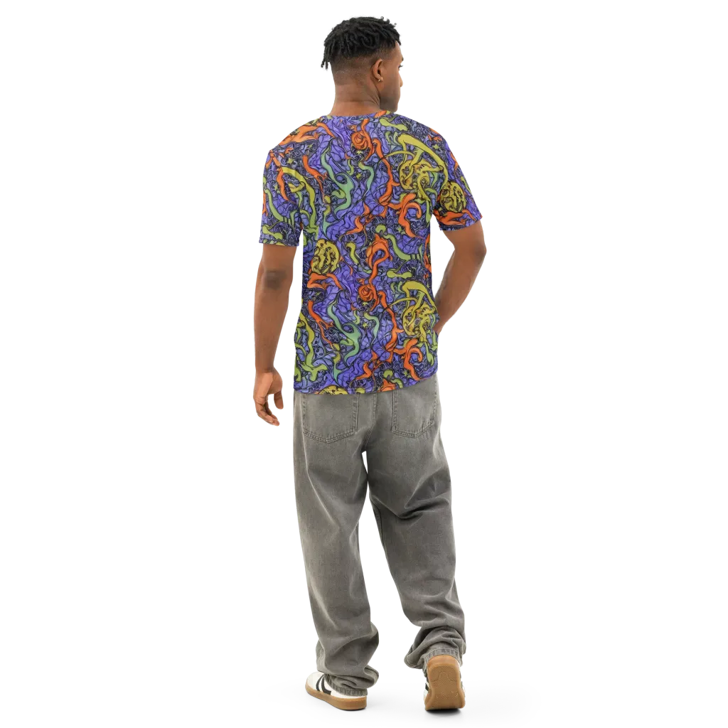 Violet Flux on Men's Cotton Crew Neck T-Shirt — Back