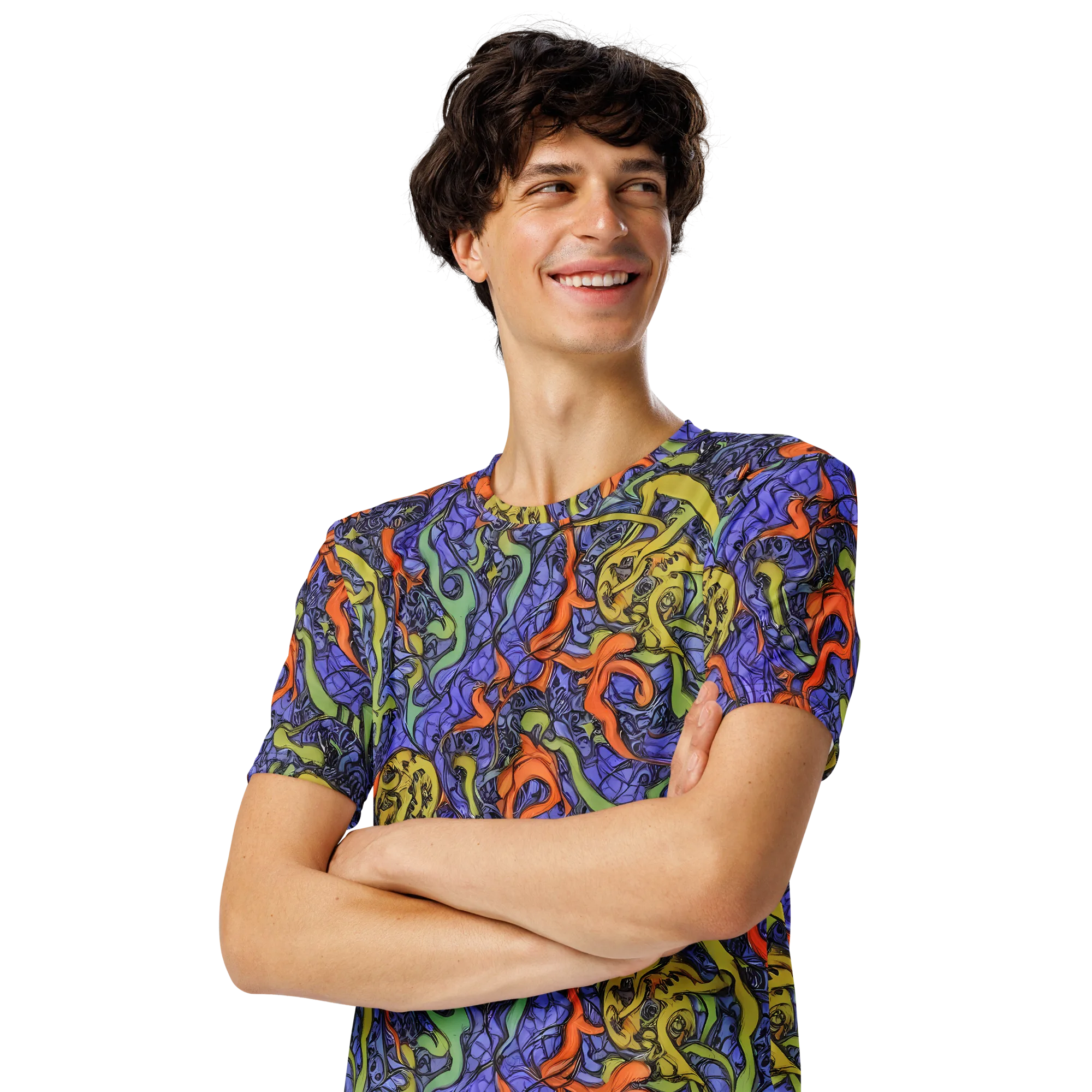 Violet Flux on Men's Crew Neck T-Shirt — Left Front