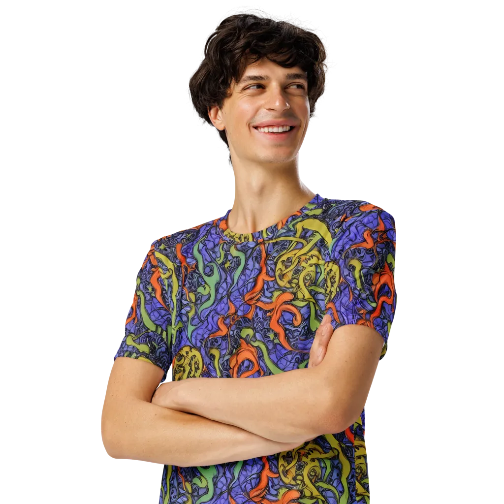 Violet Flux on Men's Crew Neck T-Shirt — Left Front