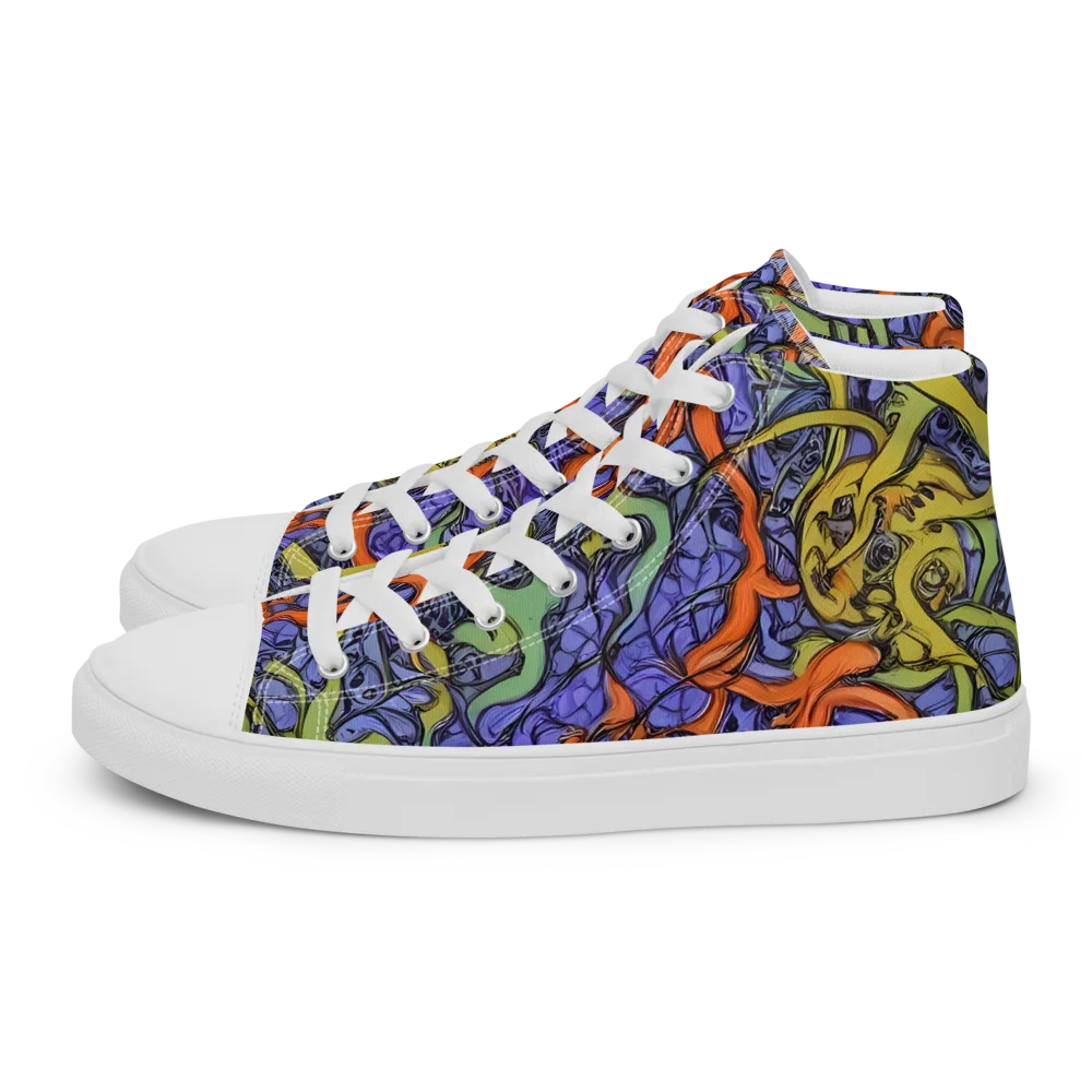 Violet Flux on Men's High Top Canvas Shoes — Left