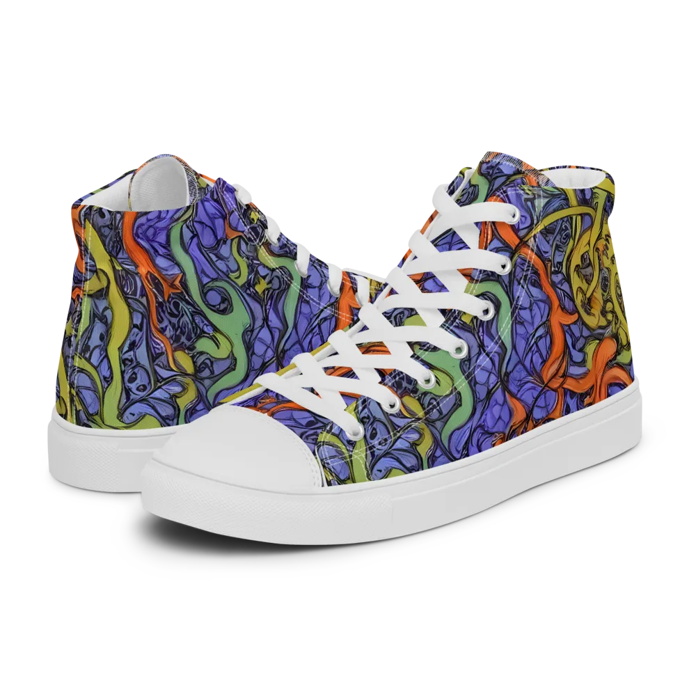 Violet Flux on Men's High Top Canvas Shoes — Left
