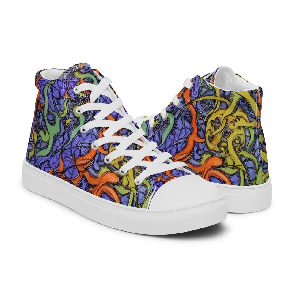 Violet Flux on Men's High Top Canvas Shoes — Right