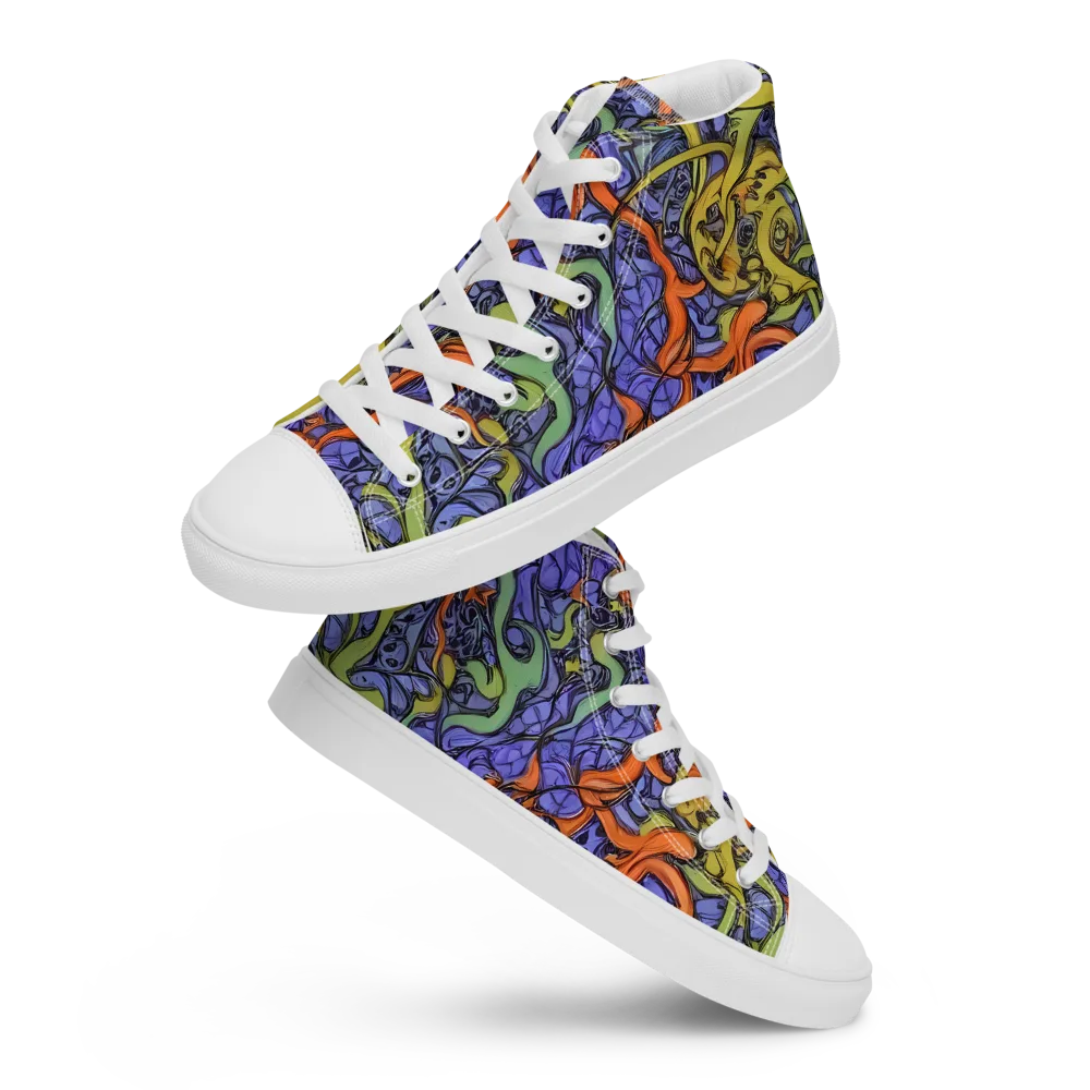 Violet Flux on Men's High Top Canvas Shoes — Front