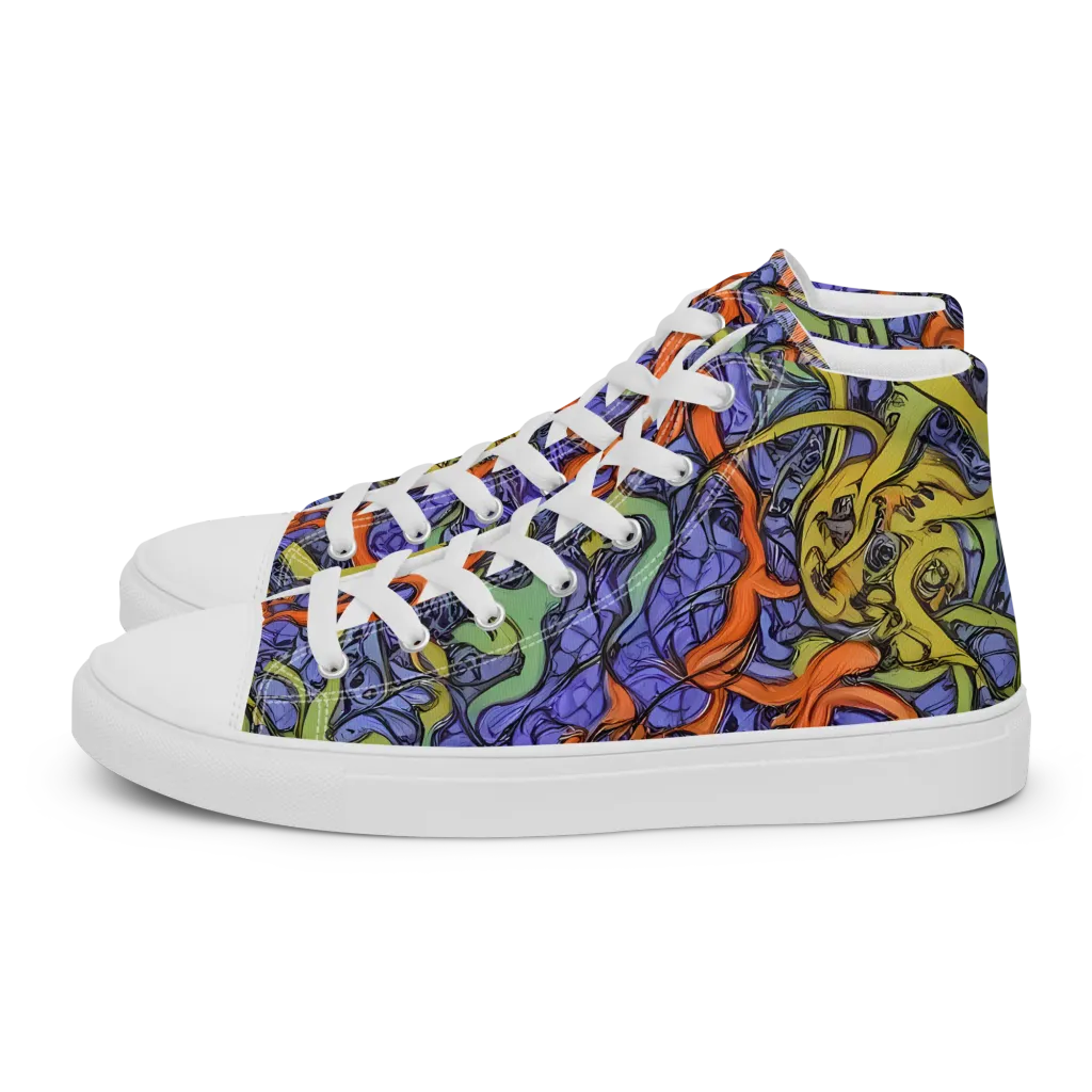 Violet Flux on Women's High Top Canvas Shoes — Left