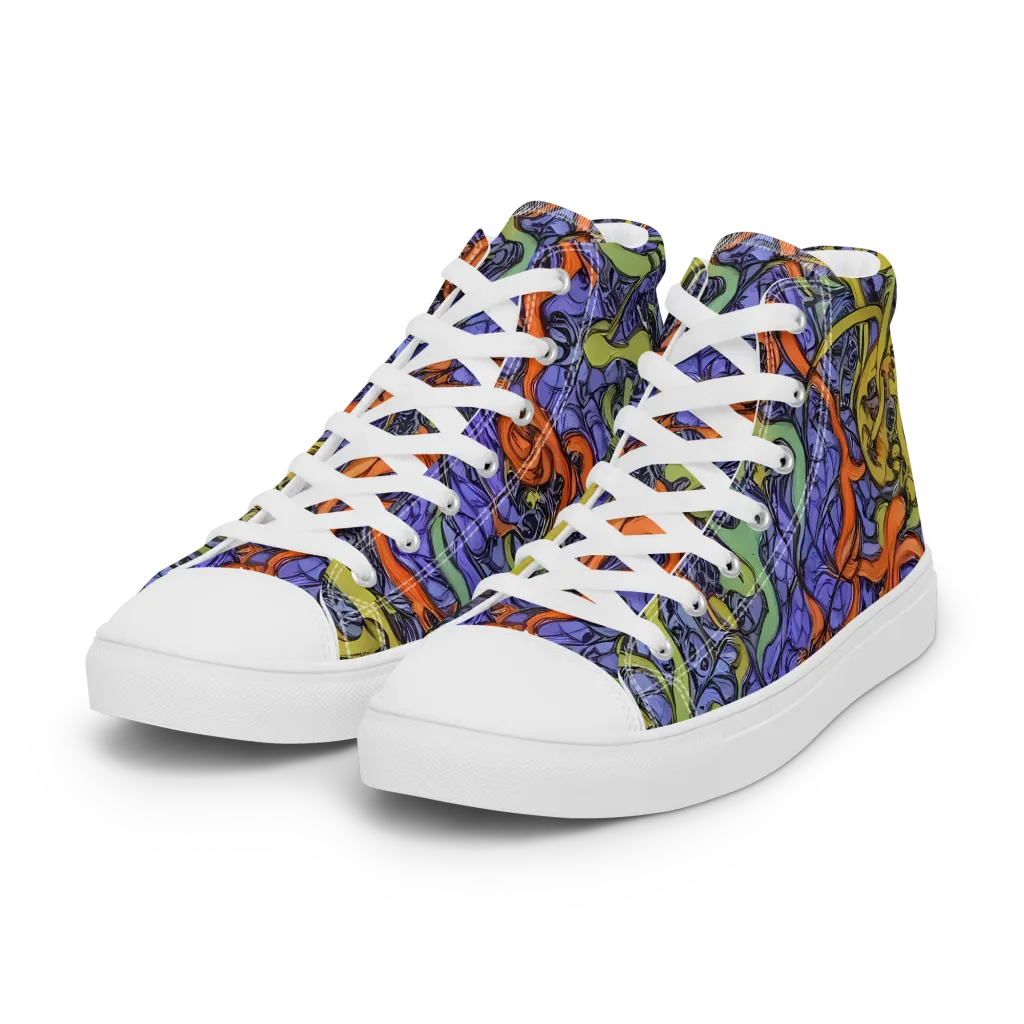 Violet Flux on Women's High Top Canvas Shoes — Left Front