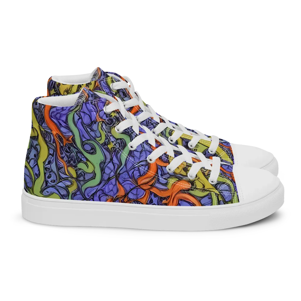 Violet Flux on Women's High Top Canvas Shoes — Right