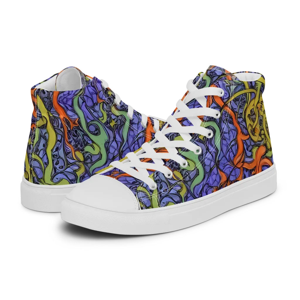 Violet Flux on Women's High Top Canvas Shoes — Left