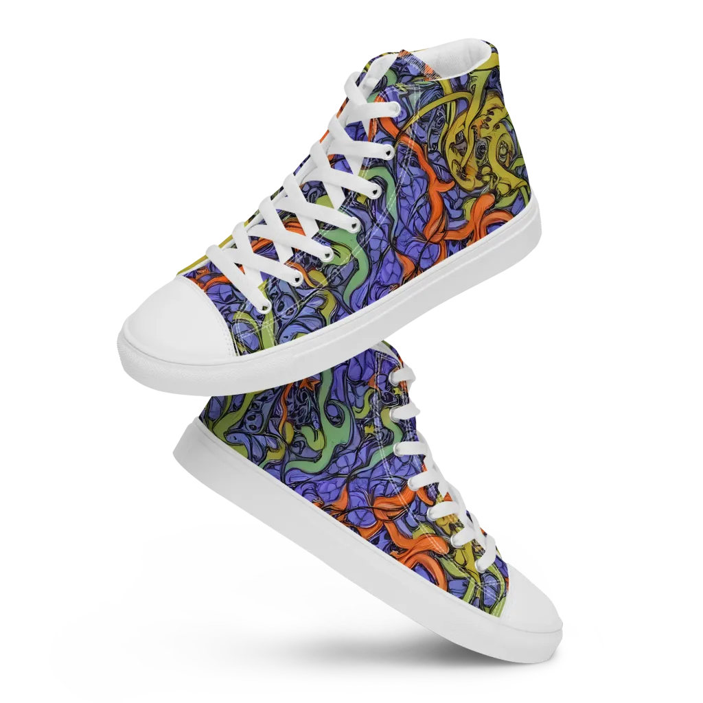 Violet Flux on Women's High Top Canvas Shoes — Front