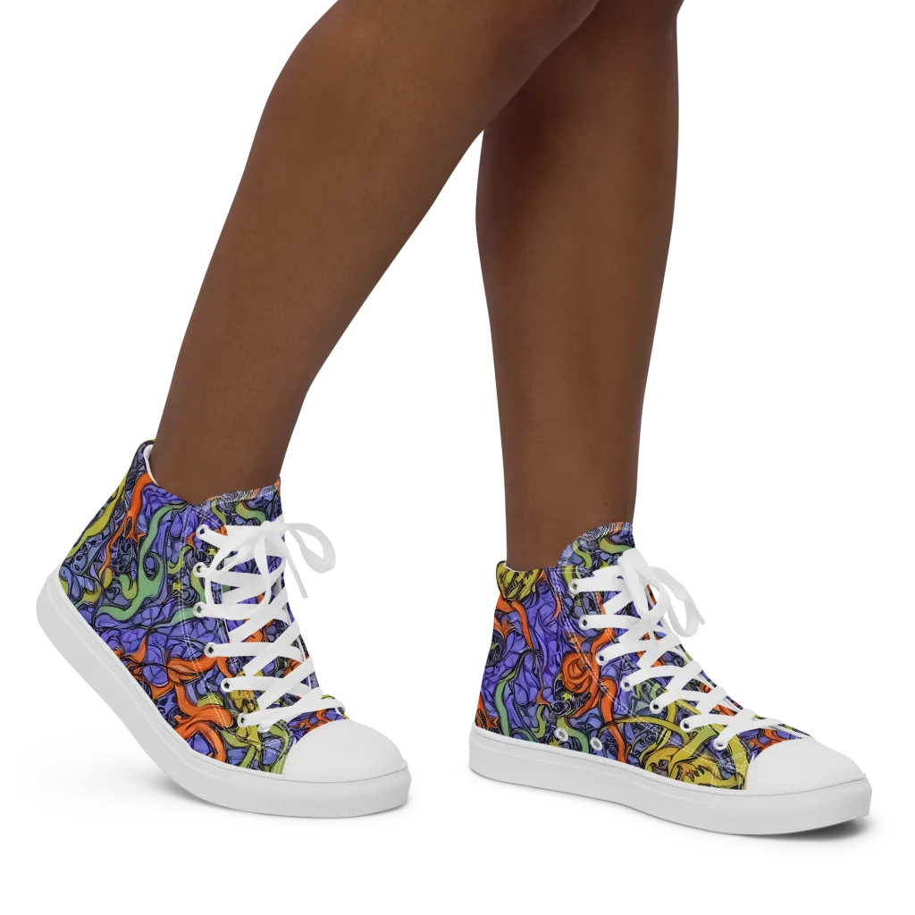 Violet Flux on Women's High Top Canvas Shoes — Right