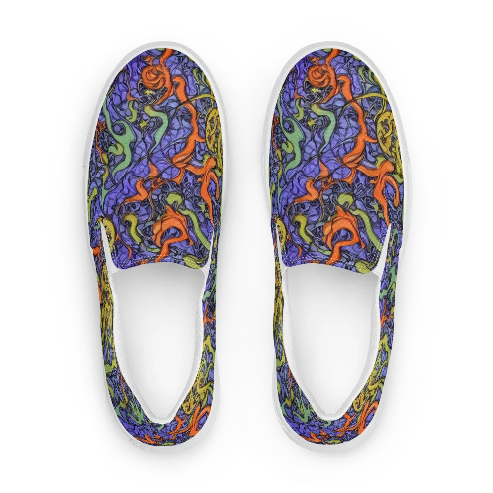Violet Flux on Men's Slip-On Canvas Shoes — Front