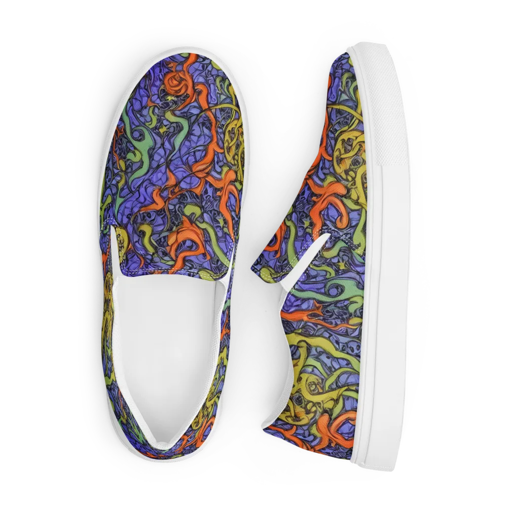 Violet Flux on Men's Slip-On Canvas Shoes — Front