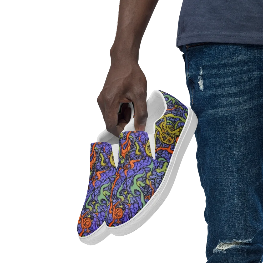 Violet Flux on Men's Slip-On Canvas Shoes — Left Front