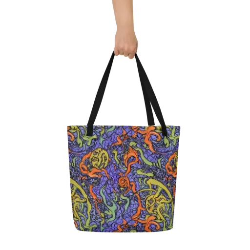 Violet Flux on a Large Tote Bag W/ Pocket