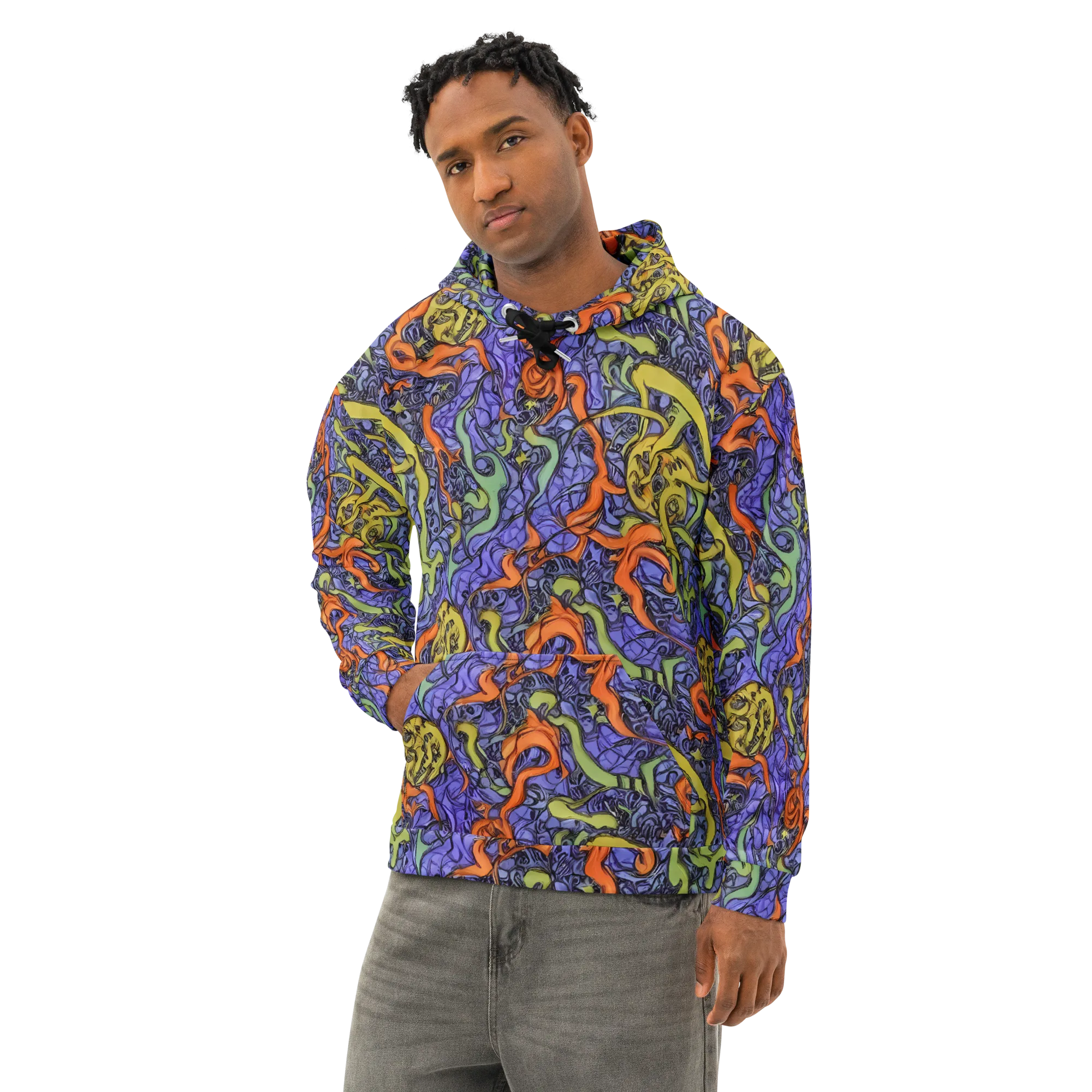 Violet Flux on Cotton Hoodie — Left Front